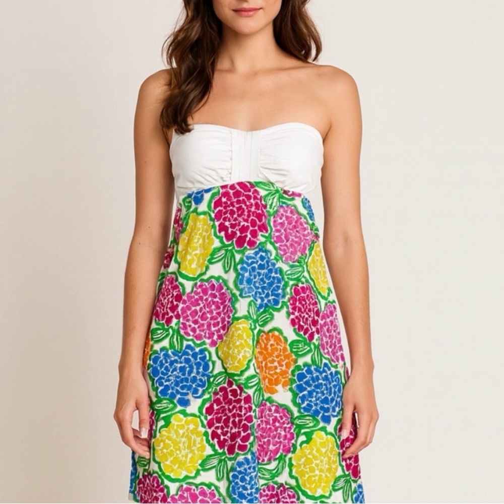 Lily Pulitzer Small Floral Strapless Empire Waist Dress - Picture 1 of 7